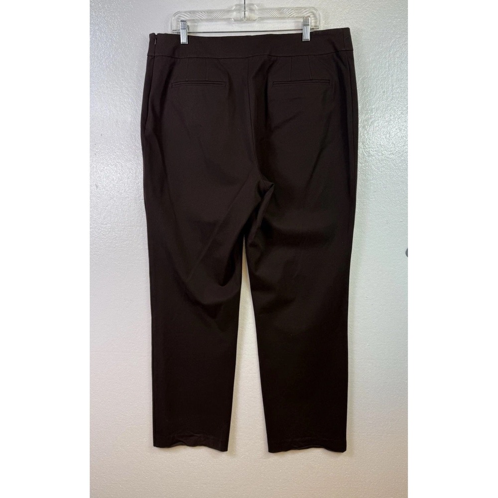 Chico's Brown Stretch Mid Rise Side Zip Tapered Dress Pants Size 3 US 16 (38x31) - Picture 2 of 8